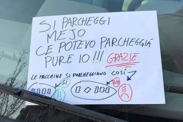 Il tutorial per un buon parcheggio apparso su diversi gruppi Facebook dei quartieri della Capitale