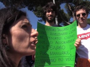 Virginia Raggi alla manifestazione di oggi a Roma