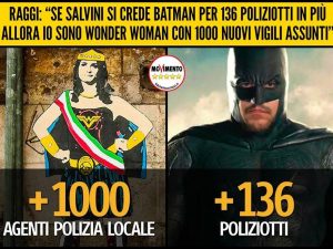 Raggi–Wonder Woman e Salvini–Batman