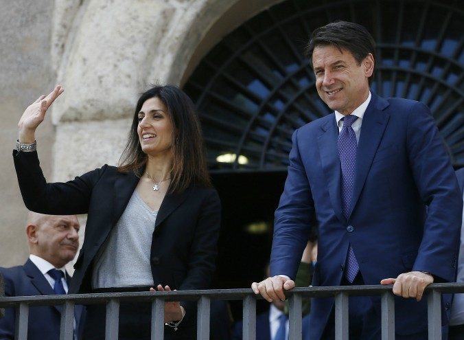 Virginia Raggi e Giuseppe Conte