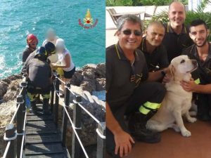 Il salvataggio di un cane a Gaeta, Latina