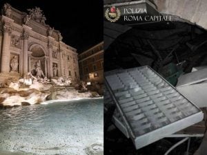 Una discarica sotto la fontana di Trevi