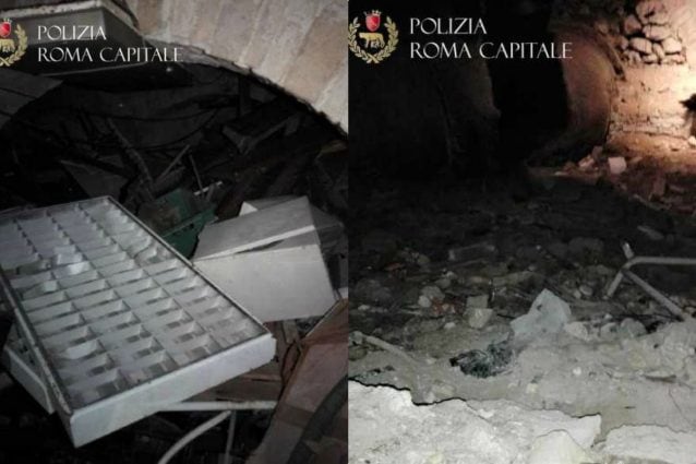 Una discarica tra le rovine archeologiche dell’acquedotto dell’Acqua Vergine