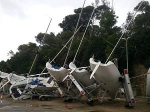 Barche danneggiate dalla tromba d’aria a Santa Marinella