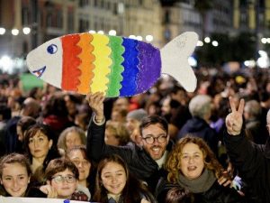 Una manifestazione delle Sardine