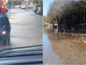 Strada allagata a Roma