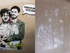 Il murales dedicato a Zaky e Regeni cancellato