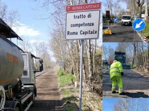 Cantieri su via Cristoforo Colombo – Foto Facebook Virginia Raggi