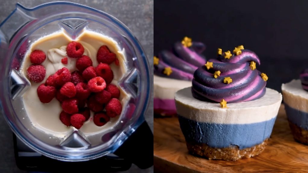 Galaxy vegan cheesecake colored, beautiful and so yummy