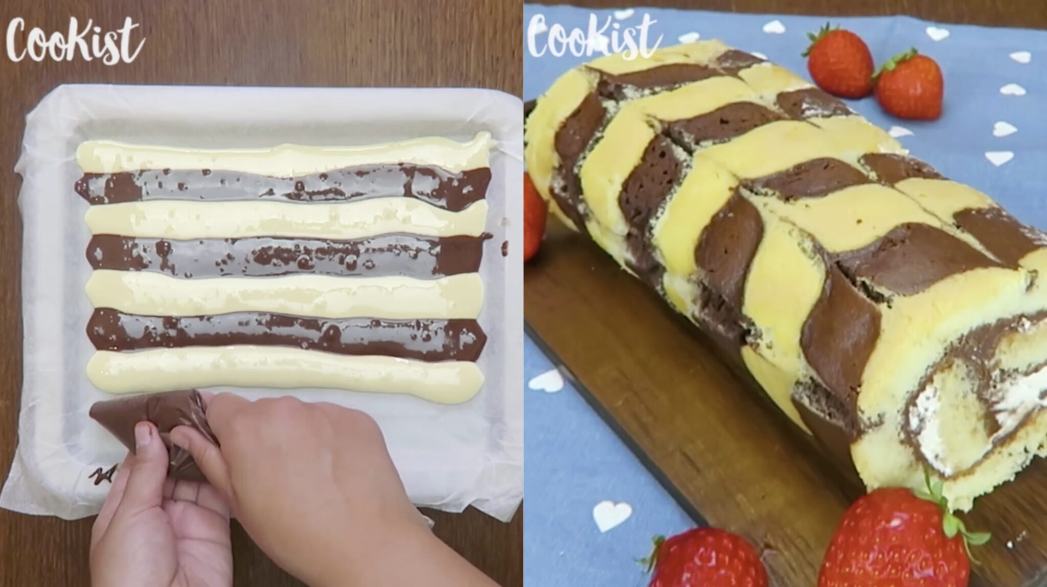 Zebra Roll: mix two different batters to achieve this spectacular result!