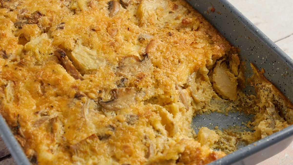 Egg and Artichoke Casserole a great way to prepare mushrooms and