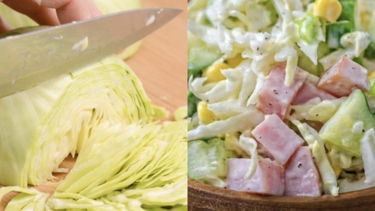 Cabbage and ham salad ready in just minutes and full of flavor!
