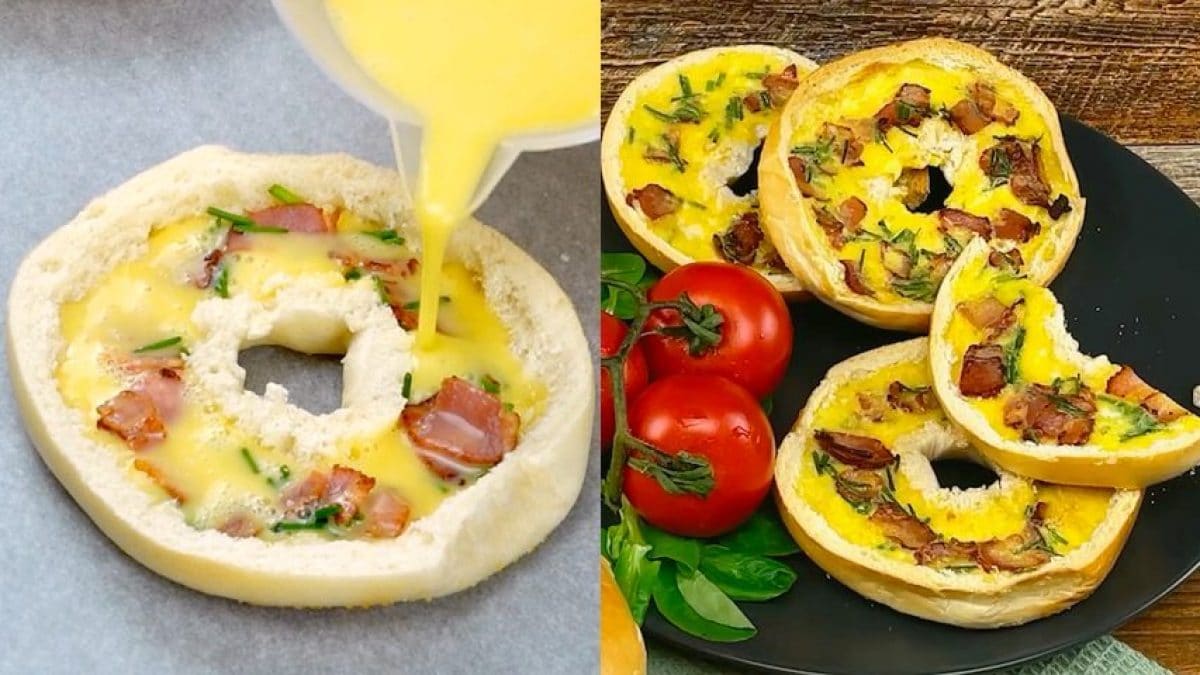 Quiche Stuffed Bagels Recipe