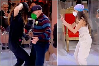 Elena d'Amario e Francesca Tocca in studio a Uomini e Donne per ballare con Luciano