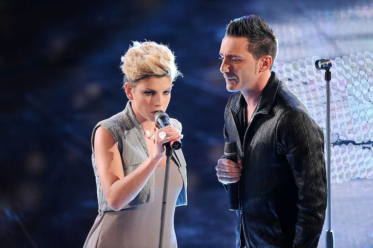 Kekko dei Modà con Emma a Sanremo 2011 (Getty Images)