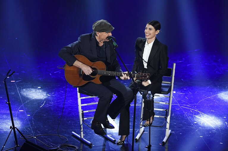 Giorgia con James Taylor a Sanremo 2018 (Getty Images)
