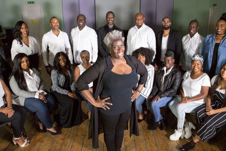 UNITED KINGDOM - APRIL 24: Karen Gibson and members of The Kingdom Choir who will be performing at the wedding of Prince Harry and Meghan Markle at St George Chapel in Windsor Castle next month on April 23, 2018. (Photo by Rick Findler - Pool\Getty Images)