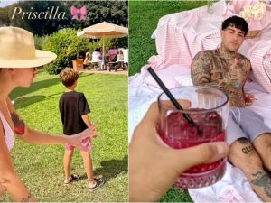 Giulia De Lellis e Tony Effe insieme al baby shower della figlia, i futuri genitori allontanano le voci di crisi