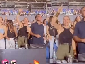 Michelle Hunziker bacia Nino Tronchetti Provera in pubblico: erano al concerto di Vasco Rossi con la figlia Aurora