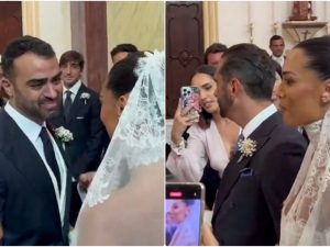 Gianmaria Antinolfi piange a dirotto di fronte a Federica Calemme vestita da sposa, il video emozionante delle nozze