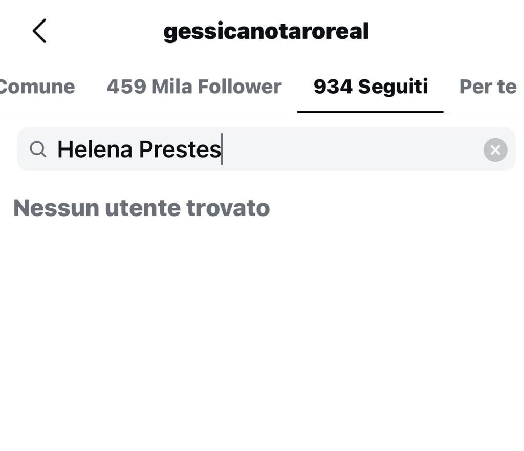 Gessica Notaro non segue Helena Prestes
