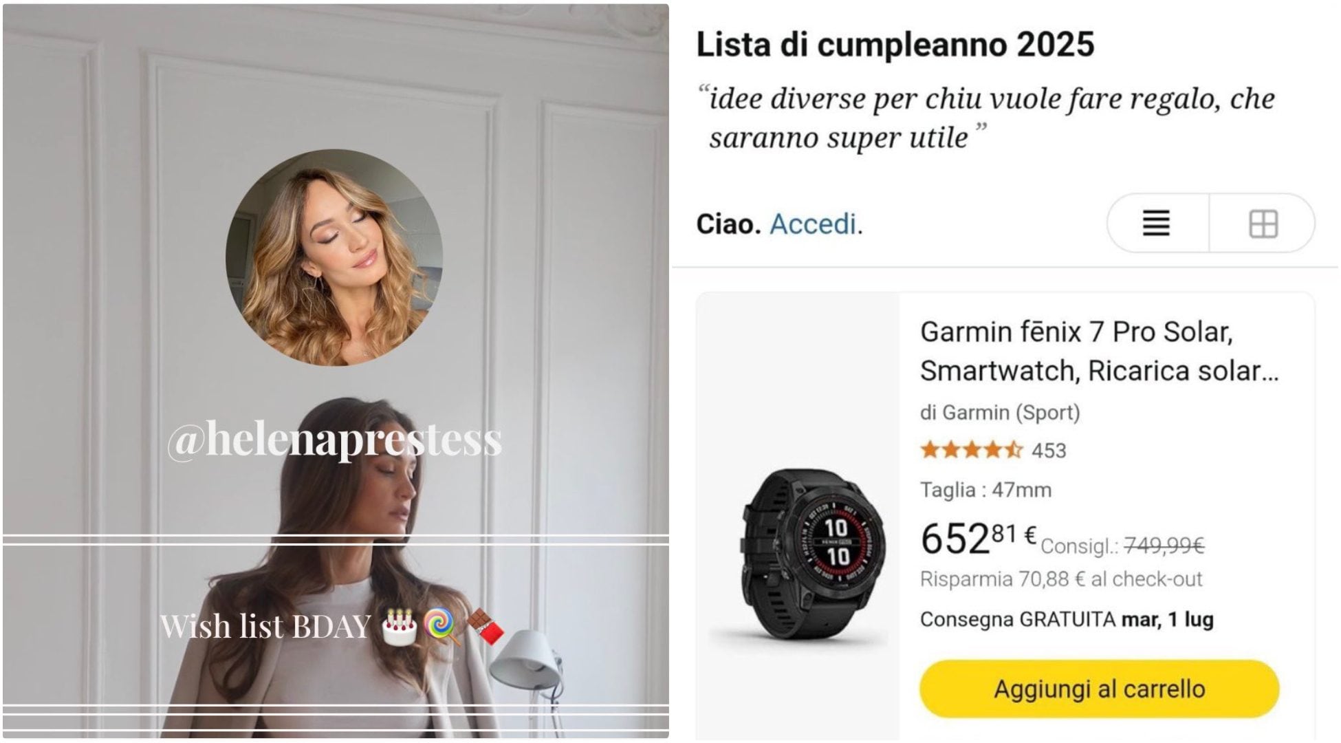 Helena Prestes apre una lista Amazon con i regali “consigliati” ai fan per il compleanno: c’è un orologio da 600 euro