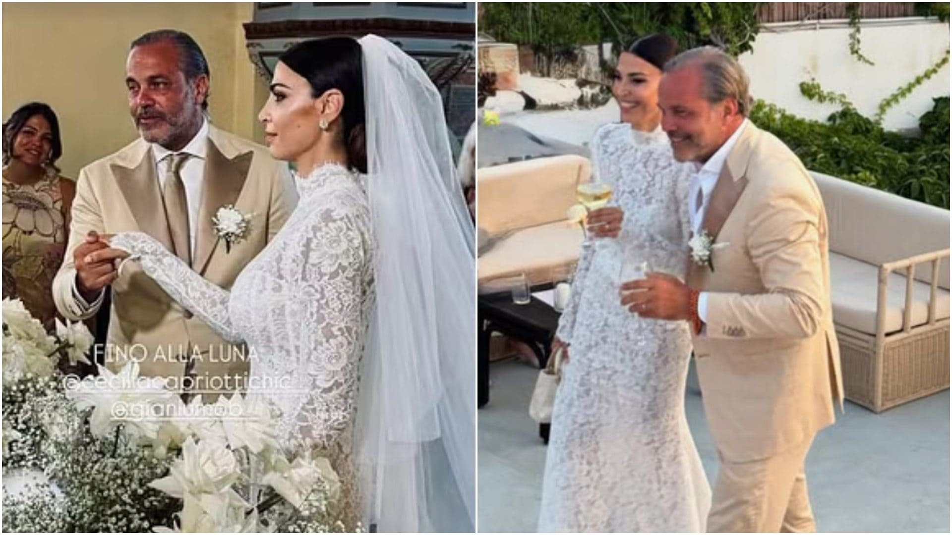 Cecilia Capriotti ha sposato Gianluca Mobilia, le foto delle nozze nel luogo in cui si sono conosciuti anni fa