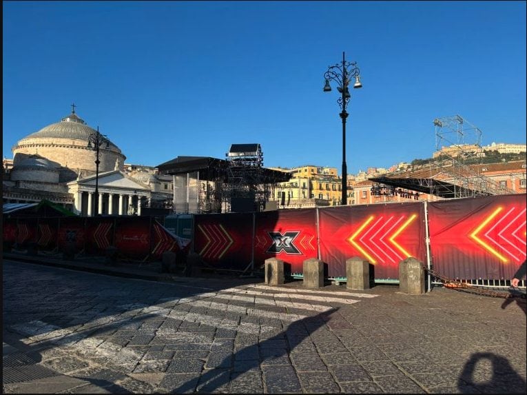 L’allestimento in piazza del Plebiscito per la finale del 2024