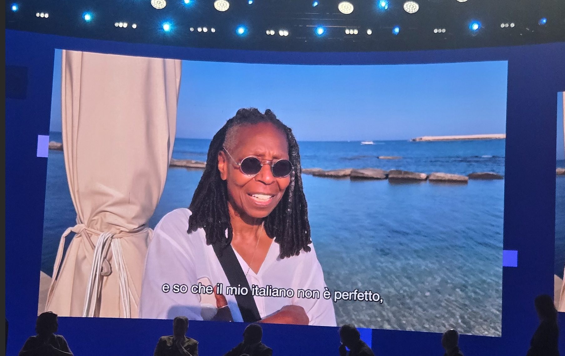 Whoopi Goldberg alla presentazione dei palinsesti Rai