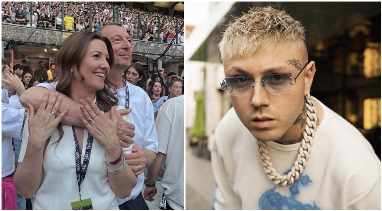 Amadeus e Giovanna Civitillo al concerto di Lazza, lui commenta gli scatti: "Stavolta non hai visto volare 5 pere"