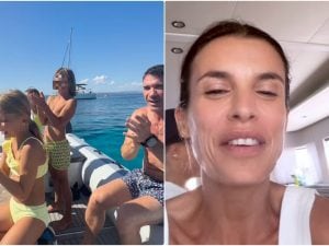 Elisabetta Canalis in Sardegna con l’ex marito Brian Perri, assente il fidanzato Georgian Cimpeanu
