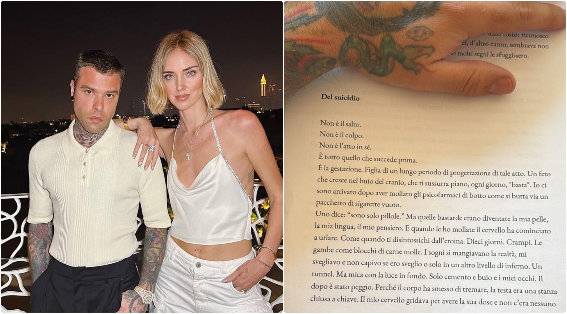 Fedez nel suo libro: “Matrimonio con Chiara Ferragni finito a Sanremo, il suicidio tentato dopo gli psicofarmaci”