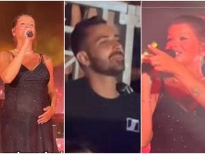 Alessandra Amoroso canta per il fidanzato Valerio Pastore, lo indica e lui sorride: “Con te un nuovo finale”