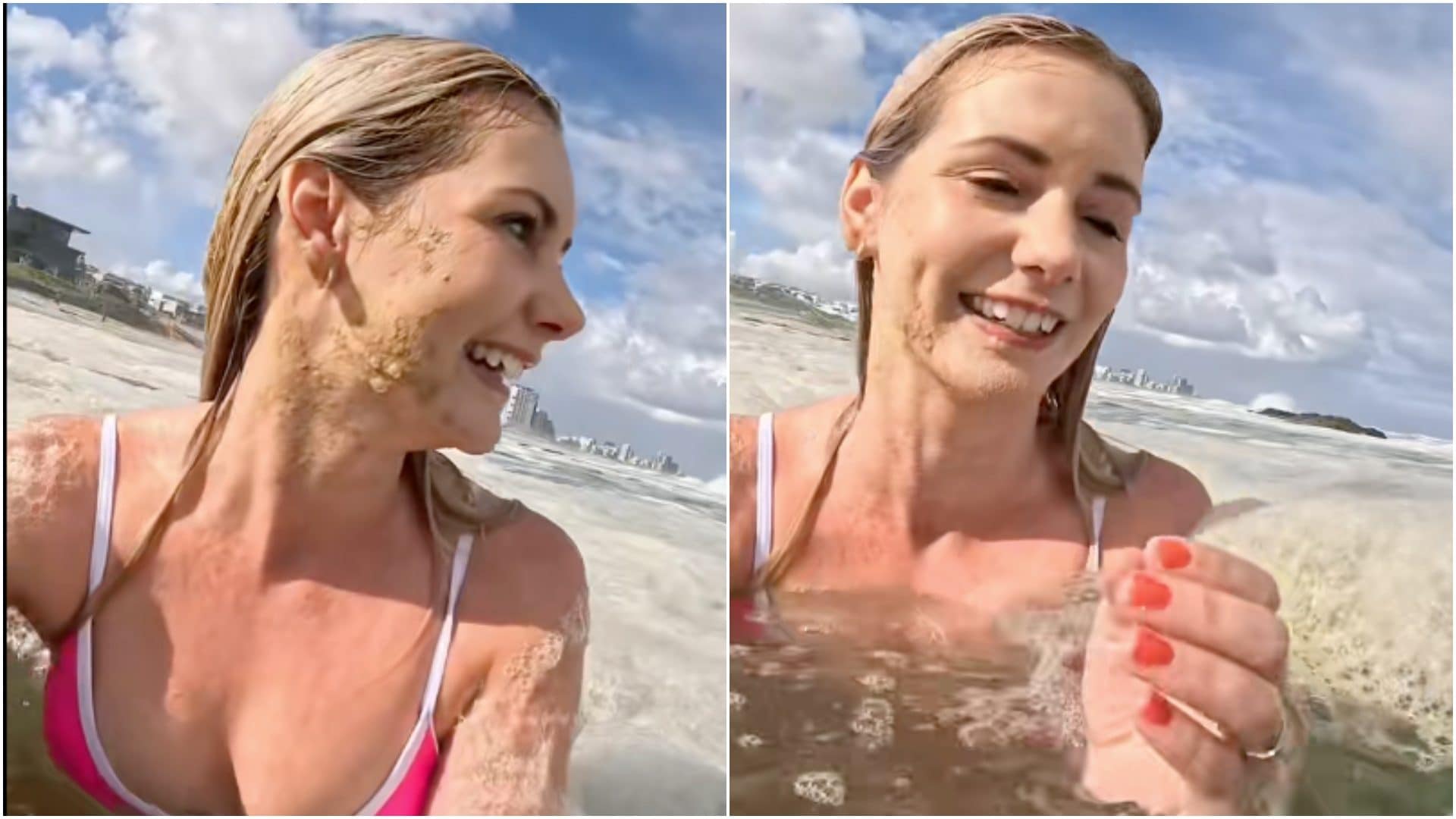 L'influencer Michelle Sky si fa il bagno nei liquami, i follower la avvertono: "Quella non è schiuma"