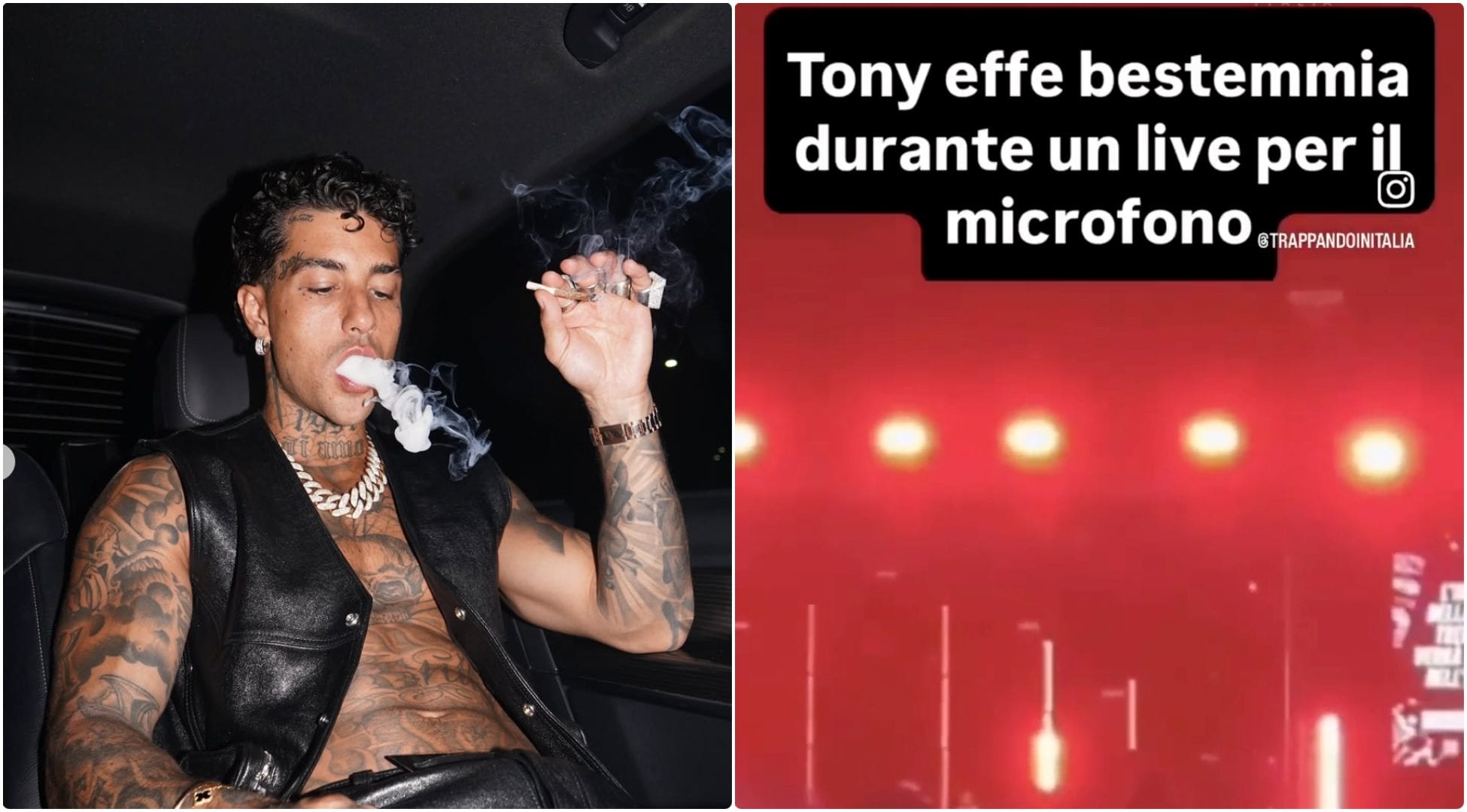Tony Effe bestemmia sul palco e se la prende con i tecnici: il video diventa virale ma è del 2023