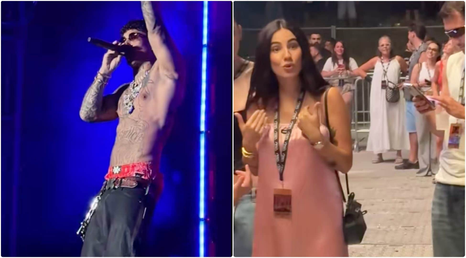 Tony Effe in concerto urla “Ti amo” a Giulia De Lellis dal palco, poi la richiesta per la figlia Priscilla
