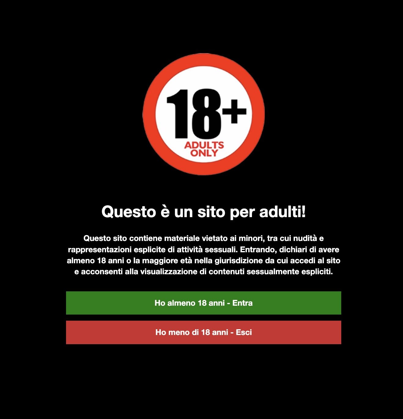 La schermata iniziale che compare sul forum per adulti di cui parla Anna Madaro