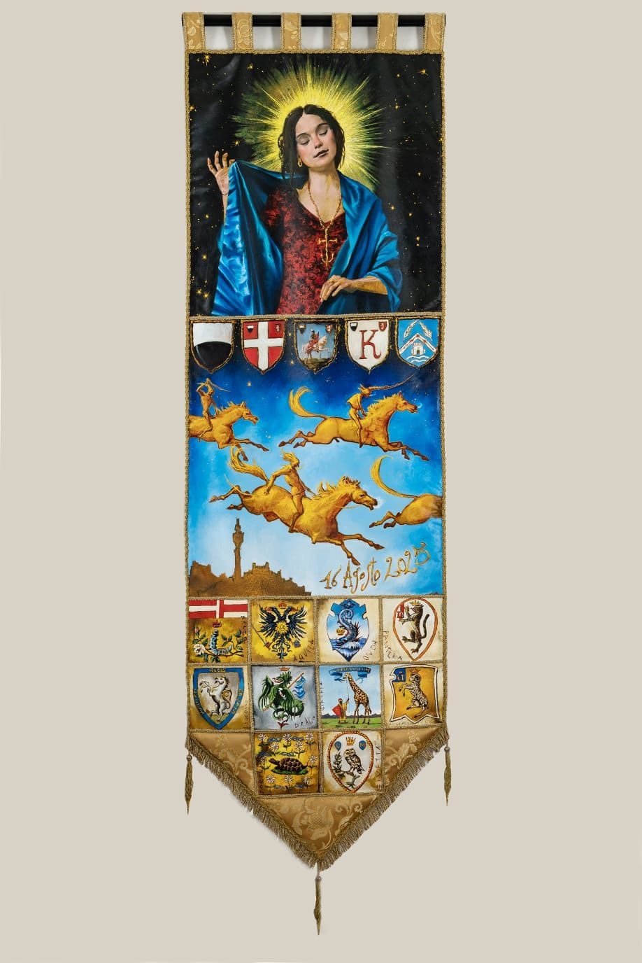Il Drappellone del Palio di Siena del 16 agosto 2025