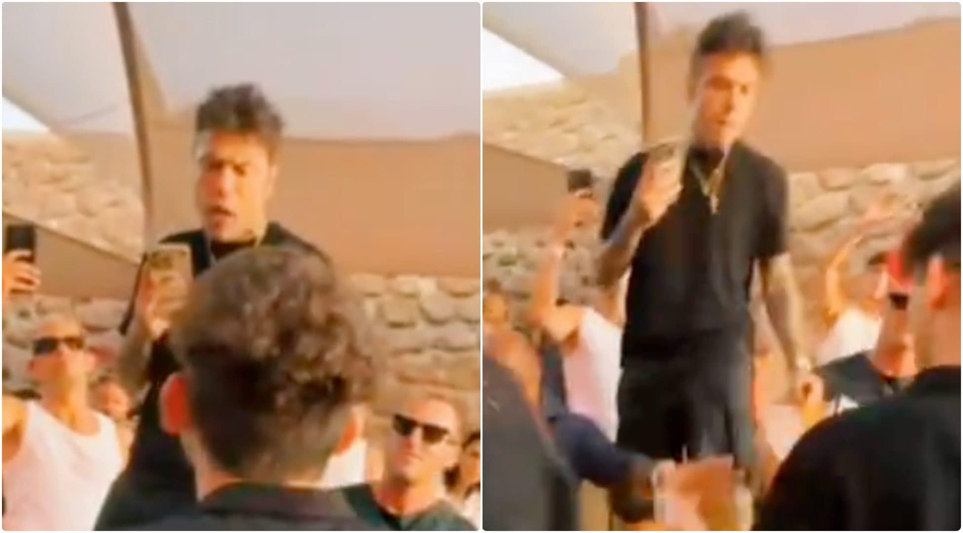 Fedez spintona e tira un calcio a un fan che lo stava riprendendo con un cellulare