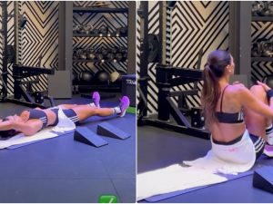 La pancia piatta di Melissa Satta mentre fa gli addominali in palestra: il video che allontana le voci di gravidanza