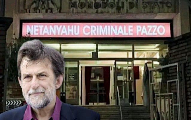 "Netanyahu criminale pazzo": la frase contro il premier israeliano campeggia sul Nuovo Sacher di Nanni Moretti