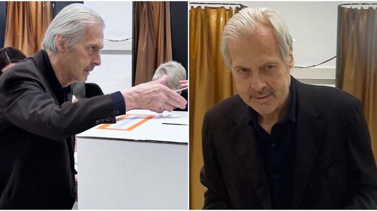 Le immagini di Vittorio Sgarbi nel seggio elettorale di San Severino Marche.