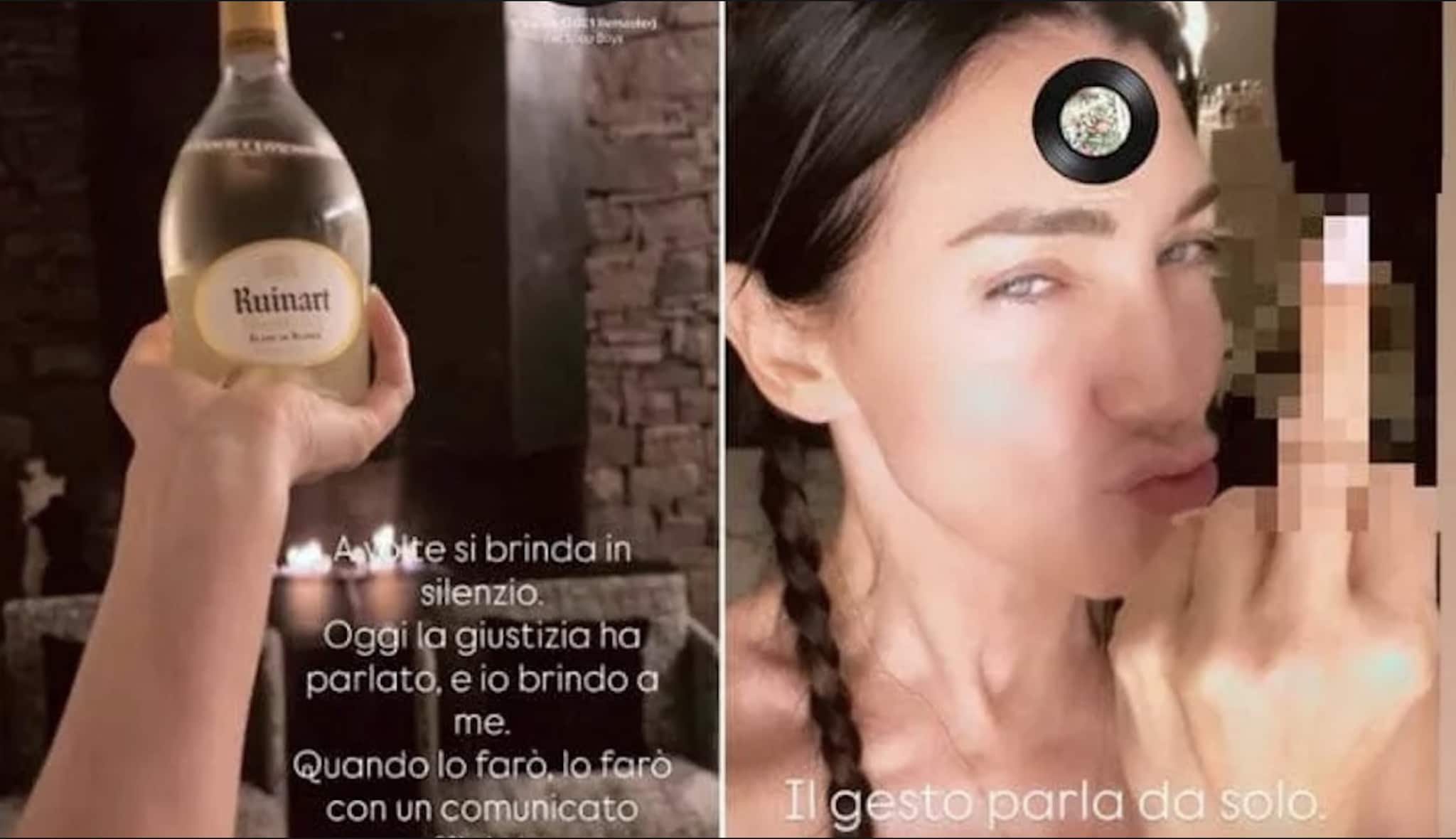 Elisabetta Franchi esulta con champagne e dito medio, rinviato il processo per stalking contro l'amica
