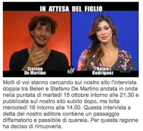 Il post de Le Iene sulla rimozione del video di Belén