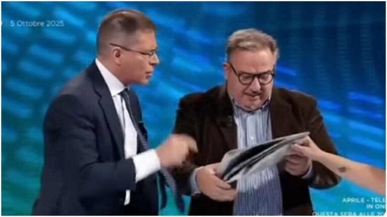 Un momento ormai iconico dello scontro televisivo tra Daniele Capezzone e Luca Telese.