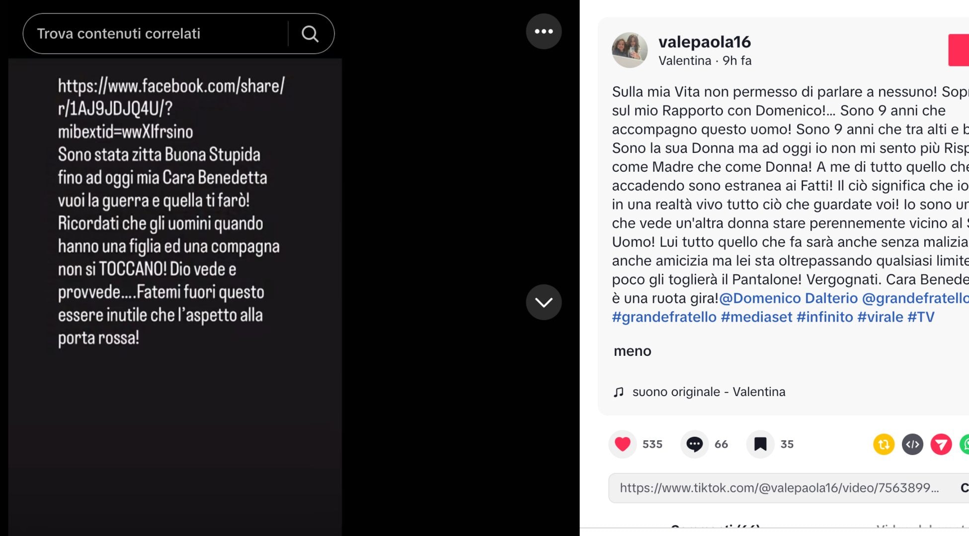 La minaccia a Benedetta