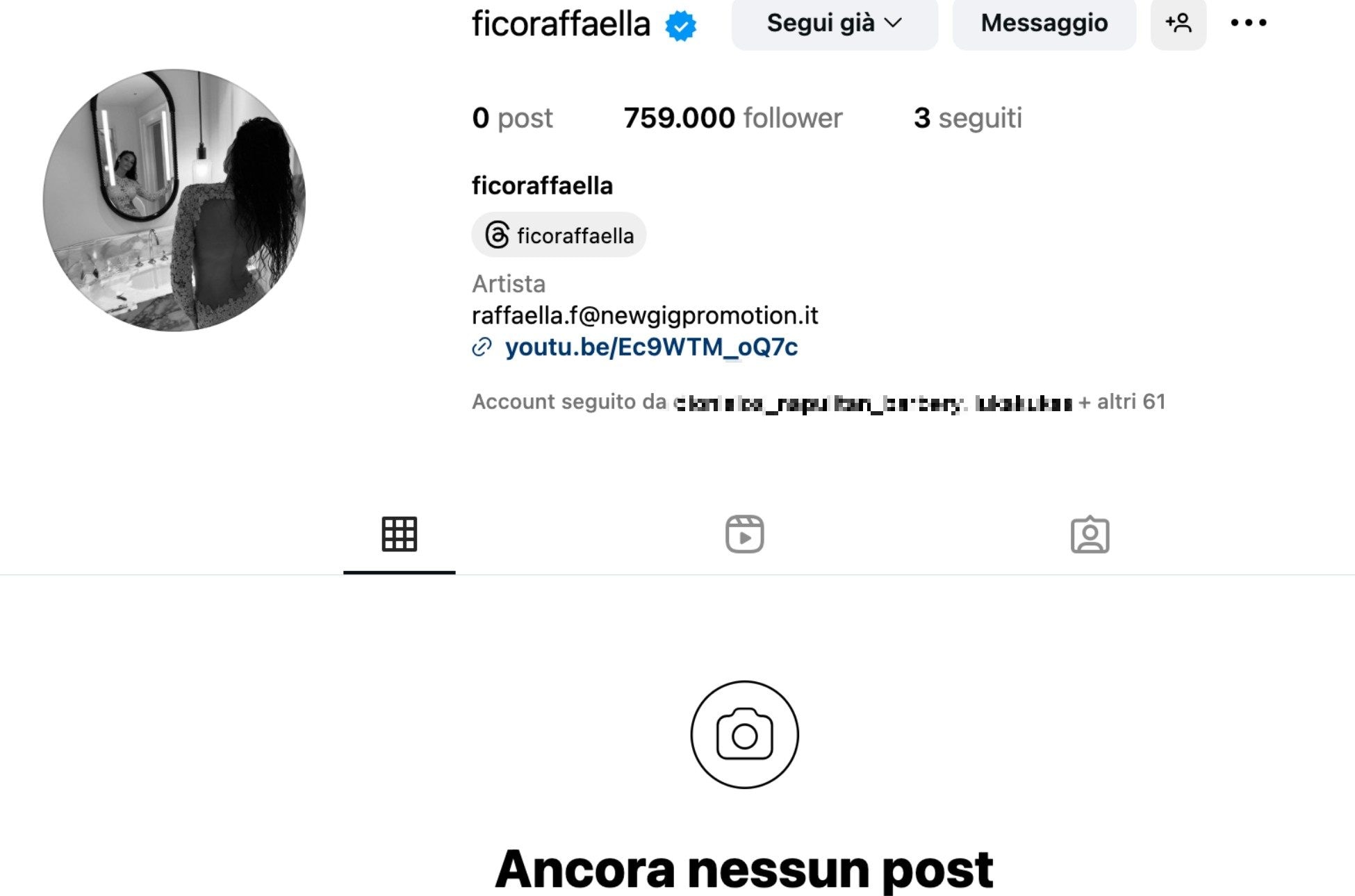 Raffaella Fico ha cancellato tutti i suoi post