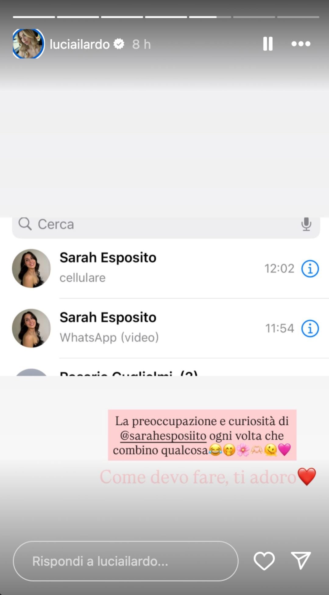 Lo screen postato da Lucia Ilardo