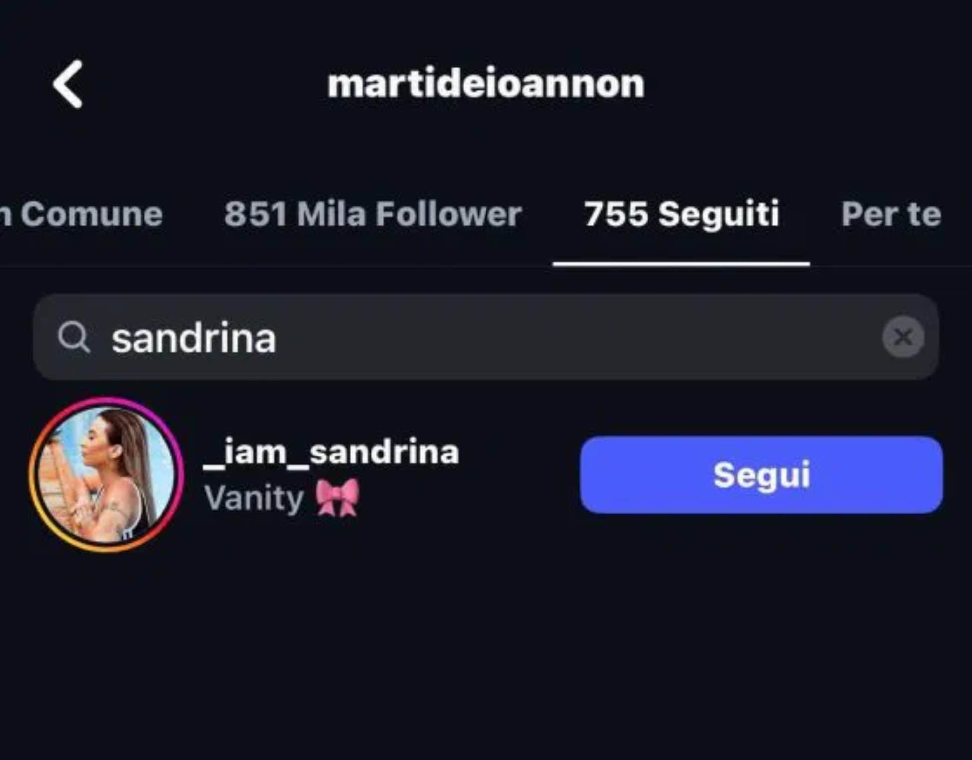 Martina ha cominciato a seguire Sandra, la migliore amica di Gianmarco