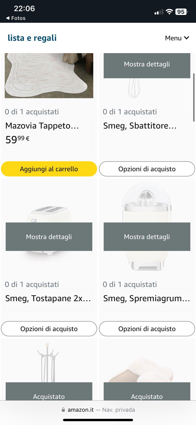 Alcuni dei regali chiesti da Helena